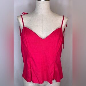 Express hot pink cropped tank top sz large adjustable strap linen blend camisole